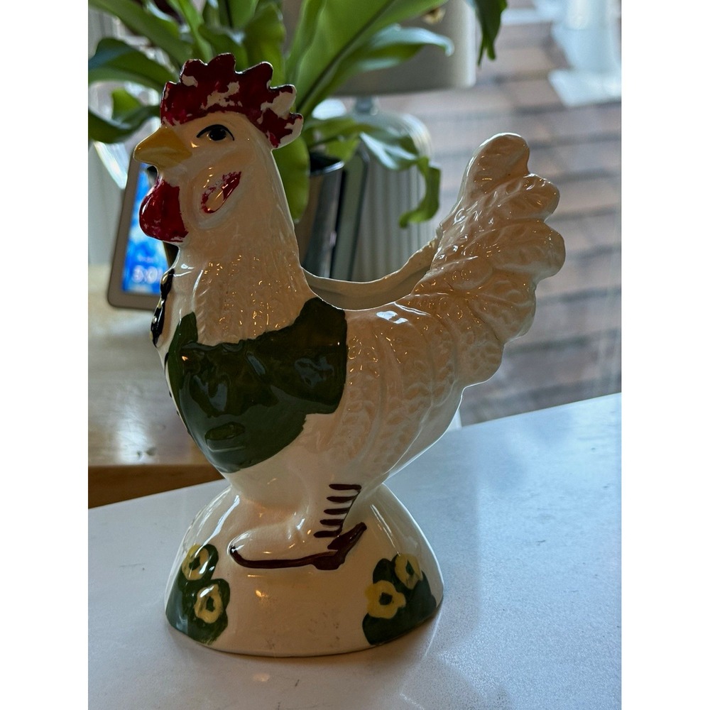 Vintage Rooster Wall Pocket Cottagecore Farmhouse Kitchen signed Le Bow